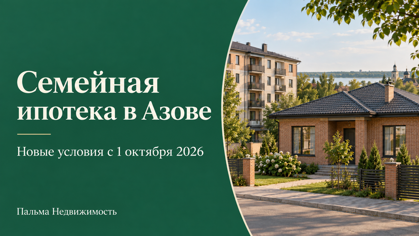 Семейная ипотека в Азове: новые условия с 1 октября 2026. Иллюстрация квартиры и частного дома.